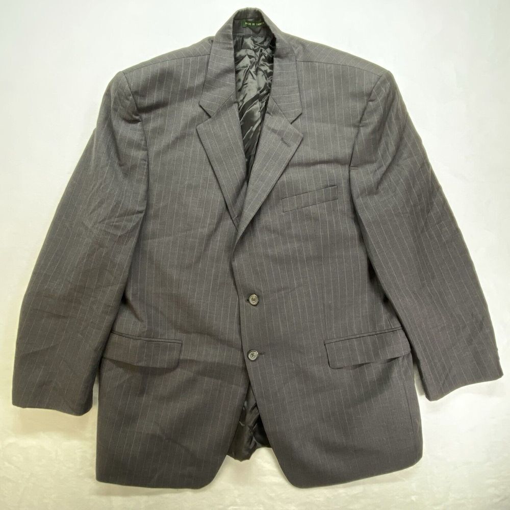 Lauren Ralph Lauren Men's Wool Blazer 46R Charcoal Pinstriped Sport Coat Jacket